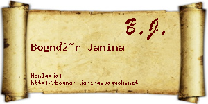 Bognár Janina névjegykártya